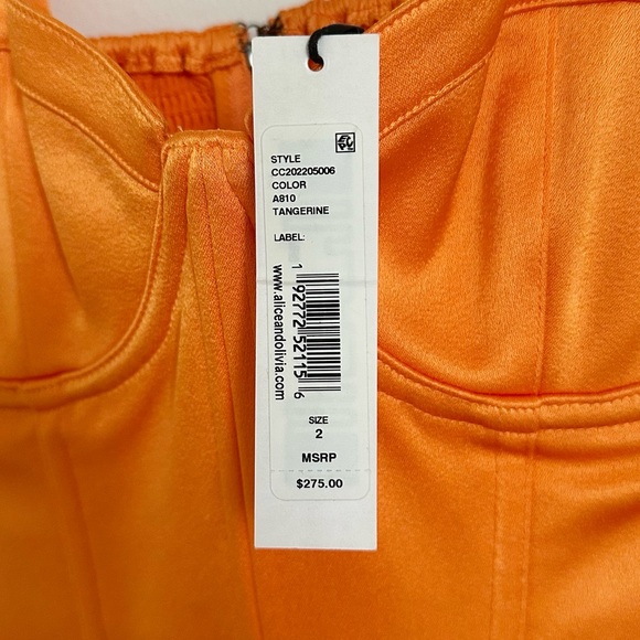 NWT alice + olivia jeanna bustier top in tangerine | orange corset | size 2 - Picture 5 of 7